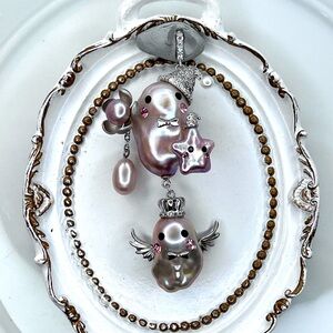 Handmade S925 SS Premium Freshwater Flameball Pearl Double Character Pendant